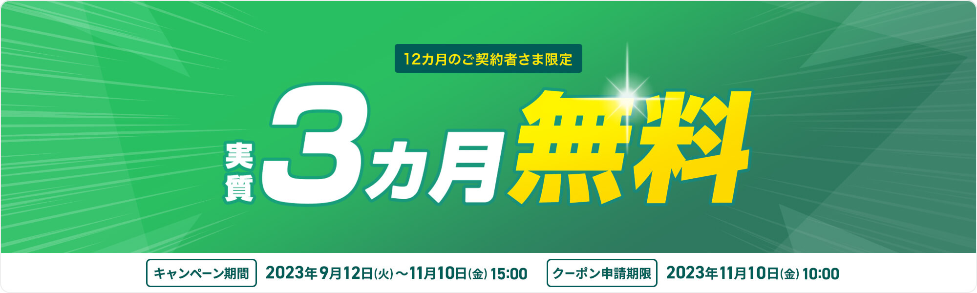 年契約で実質3カ月無料キャンペーン